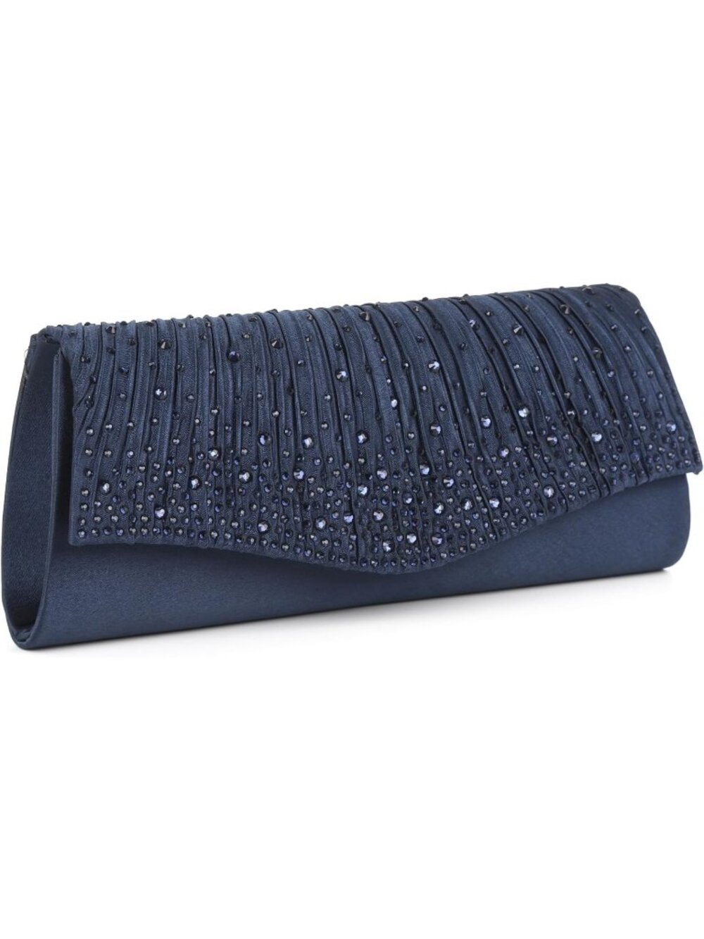 Women's Blue Rhinestone Minimalist Formal Party Clutch Purse Evening Handbag